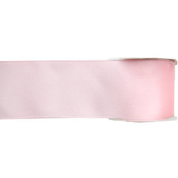 1x Roze satijnlint rollen 2,5 cm x 25 meter cadeaulint verpakkingsmateriaal - Cadeaulinten