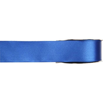 1x Blauwe satijnlint rollen 1,5 cm x 25 meter cadeaulint verpakkingsmateriaal - Cadeaulinten
