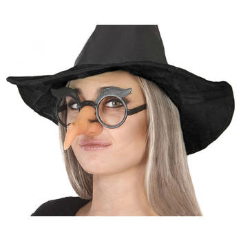 Horror/Halloween verkleed accessoires bril met heksen neus - Verkleedbrillen