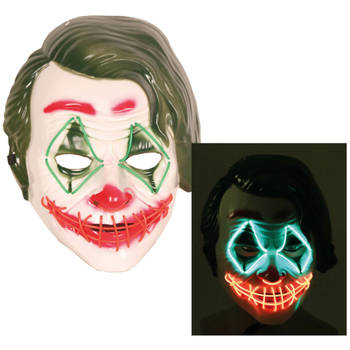 Horror clown Gezichtsmasker - met led verlichting - voor volwassenenA - Verkleedmaskers