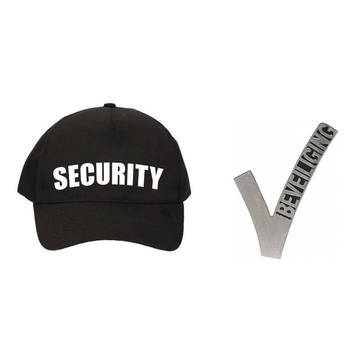 Verkleed security pet / cap zwart met beveiligingsspeldje voor kinderen - Verkleedattributen