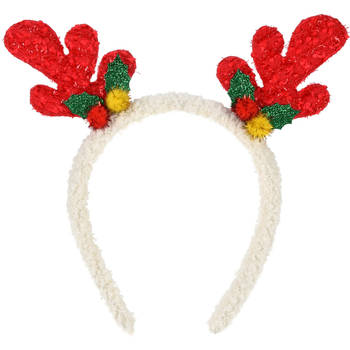 Christmas Decoration kerst haarband - rendier gewei - rood - polyester - Verkleedattributen