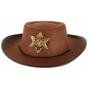Stoere bruine cowboy hoed voor kinderen - Verkleedhoofddeksels