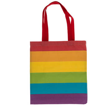 Draagtas - Pride/regenboog thema kleuren - katoen - 35 x 40 cm - Verkleedattributen