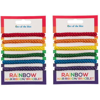 Armbandjes/haarbandjes - Gay Pride/Regenboog thema kleuren - 12x stuks - Verkleedsieraden