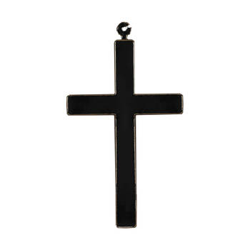 Verkleed Paus/Bisschop/Priester&nbsp;kruis - aan ketting&nbsp;- zwart - 22 cm - Verkleedketting