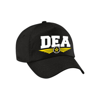 D.E.A. agente / drugs politie tekst pet / baseball cap zwart voor volwassenen - Verkleedhoofddeksels