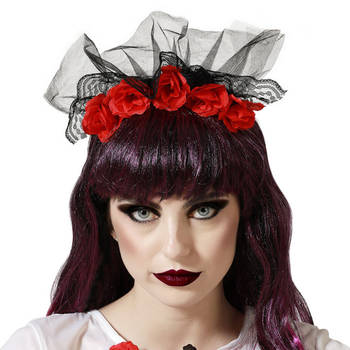 Halloween/horror verkleed diadeem/tiara/bloemenkransA - zombie/heks/lady - kunststof - dames/meisjes - Verkleedhoofddeks