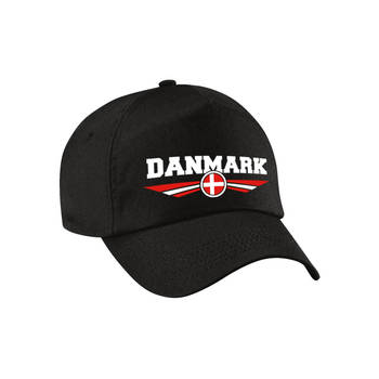 Denemarken / Danmark landen pet / baseball cap zwart voor kinderen - Verkleedhoofddeksels