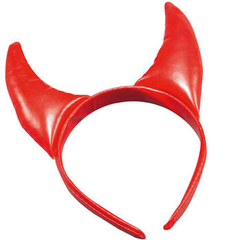 Halloween diadeem - duivel hoorntjes - rood - vinyl - tiara/haarband - Verkleedhoofddeksels