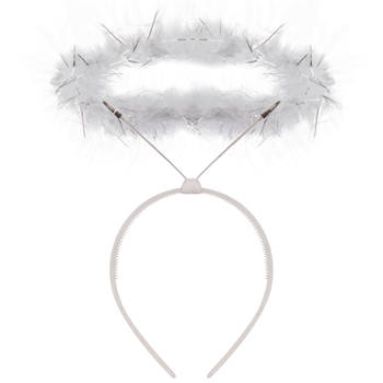 Henbrandt engel halo - diadeem/haarband/tiara - wit - 22 x 0,5 x 36 cm - Verkleedhoofddeksels