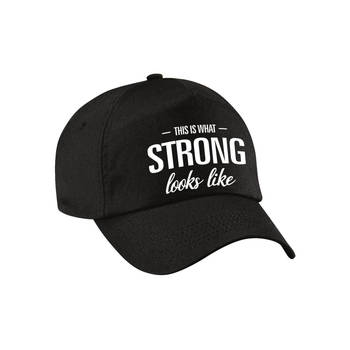 This is what strong looks like cadeau pet / cap zwart voor jongens en meisjes - Verkleedhoofddeksels