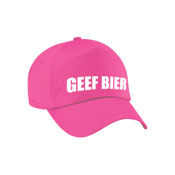 Carnaval fun pet / cap geef bier roze voor dames en heren - Verkleedhoofddeksels