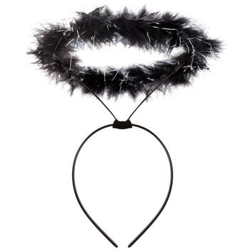 Engel halo - diadeem/tiara/haarband - zwart - Halloween/horror thema accessoires - Verkleedhoofddeksels