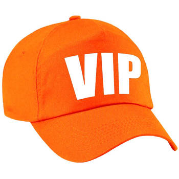 VIP pet / cap oranje met witte letters voor meisjes en jongens - Verkleedhoofddeksels