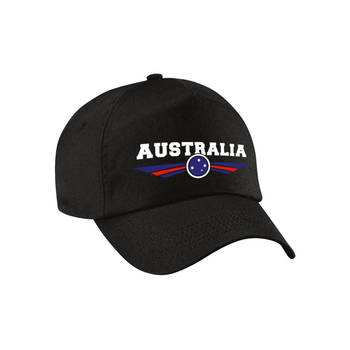 Australie / Australia landen pet / baseball cap zwart voor kinderen - Verkleedhoofddeksels