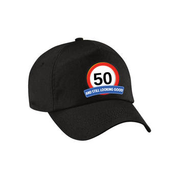 50 and still looking good stopbord cadeau pet / cap Sarah / Abraham zwart voor dames en heren - Verkleedhoofddeksels