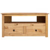 The Living Store televisiekast - grenenhout - 93 x 49 x 49 cm - 2 lades en 1 vak