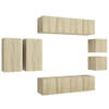 The Living Store Stereokasten TV Meubelset - Sonoma Eiken - 2x 30.5x30x30cm - 2x 30.5x30x60cm - 4x 60x30x30cm