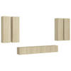 The Living Store Wand-TV Meubelset - Sonoma Eiken - 4x 30.5 x 30 x 110 cm + 2x 100 x 30 x 30 cm