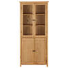 The Living Store Vintage Boekenkast - 80 x 35 x 180 cm - Massief eikenhout - MDF en glas