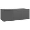 The Living Store Klassieke TV-kast - 80 x 34 x 30 cm - Hoogglans Grijs met 3 Lades