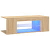 The Living Store TV-meubel Sonoma Eiken - 90x39x30 cm - Met RGB LED-verlichting