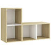 The Living Store Tv-meubel - Klassiek design - 72 x 35 x 36.5 cm - Wit/sonoma eiken