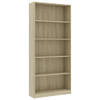 The Living Store Boekenkast - Sonoma eiken - 80x24x175 cm - 5-laags