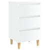 The Living Store Bedkastje - Scandinavisch design - 3 lades - Hoogglans wit - 40 x 35 x 69 cm