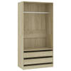 The Living Store Kledingkast Sonoma Eiken - 100 x 50 x 200 cm - Met 2 lades en ophangstang