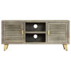 The Living Store Vintage Houten TV-kast - 110 x 30 x 48 cm - Massief mangohout en stalen poten met messing coating