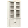 The Living Store VIGO Vitrinekast - 85 x 35 x 170 cm - Massief grenenhout - Met glazen deuren