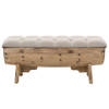 The Living Store Opbergbank Rustieke Charme - 103 x 51 x 44 cm - Crème/Bruin