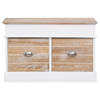 The Living Store Halbank - Paulowniahout en MDF - 70 x 35 x 45 cm - Wit en houtkleurig - Met opbergruimte