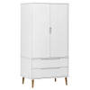 The Living Store MOLDE Kledingkast - 90 x 55 x 175 cm - Wit - Massief grenenhout met uv-vernis