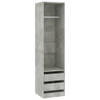 The Living Store Kledingkast Compact - 50 x 50 x 200 cm - Betongrijs - 2 lades - Ophangstang