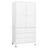 The Living Store Metalen Garderobekast - 90 x 50 x 180 cm - Wit - 2 schappen - 1 kledinghanger