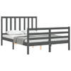 vidaXL Bedframe met hoofdbord massief hout grijs 140x190 cm