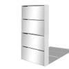 The Living Store Schoenenkast met spiegel - 63x17x134 cm - 4 pull-down lades - Wit - Bewerkt hout en spiegel