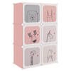 The Living Store Kinderopbergkast - Kubusvormig - Roze - 74x36.5x108 cm - Polypropeen en Staal