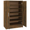 The Living Store Schoenenkast - Gerookt eiken - 60 x 35 x 92 cm - Bewerkt hout