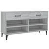 The Living Store Schoenenkast - Trendy Ontwerp - Materiaal- Bewerkt Hout - Afmetingen- 102 x 35 x 55 cm - Kleur- Grijs