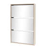 The Living Store Schoenenkast - Spiegelschoenenkast - 63 x 17 x 102.5 cm - Eiken