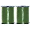 2x stuks groen feestversiering sierlint voor cadeaus 500 meter x 5 milimeter - Cadeaulinten