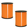 2x rollen cadeaulint/sierlint in de kleur oranje 5 mm x 500 meter - Cadeaulinten