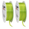 2x Luxe lime groen satijnen lint rollen 0,3 cm x 50 meter cadeaulint verpakkingsmateriaal - Cadeaulinten
