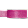 1x Fuchsia roze organzalint rollen 2,5 cm x 20 meter cadeaulint verpakkingsmateriaal - Cadeaulinten