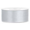 1x Zilver satijnlint rol 2,5 cm x 25 meter cadeaulint verpakkingsmateriaal - Cadeaulinten