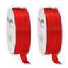 2x Luxe rode satijnen lint rollen 1 cm x 25 meter cadeaulint verpakkingsmateriaal - Cadeaulinten